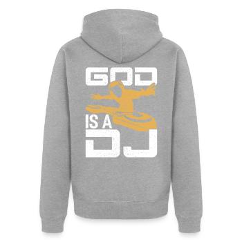 DISC JOCKEY - Unisex Premium Organic Zip Hoodie - heather grey - Back - Nico (187cm)