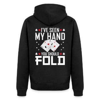 Poker - Unisex Premium Organic Zip Hoodie - black - Back - Nico (187cm)