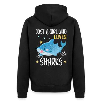 Shark - Unisex Premium Bio Zip Hoodie - Schwarz - Hinten - Nico (187cm)