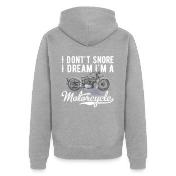 Motorradfahrer - Unisex Premium Bio Zip Hoodie - Grau meliert - Hinten - Nico (187cm)