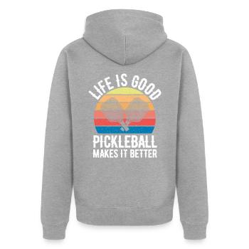 Pickleball - Unisex Premium Organic Zip Hoodie - heather grey - Back - Nico (187cm)