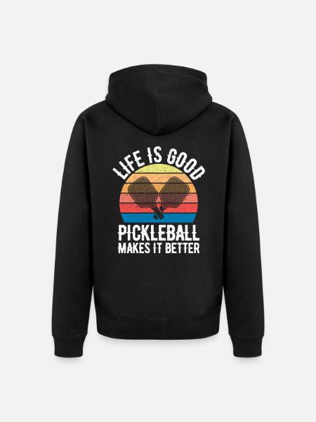 Pickleball - Unisex Premium Organic Zip Hoodie - black