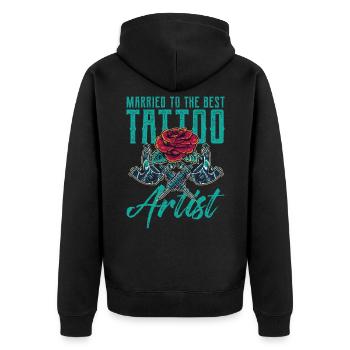 Tatouage - Veste à capuche bio Premium Unisexe - noir - Dos - Nico (187cm)
