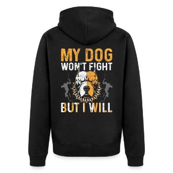 Pitbull - Unisex Premium Organic Zip Hoodie - black - Back - Nico (187cm)