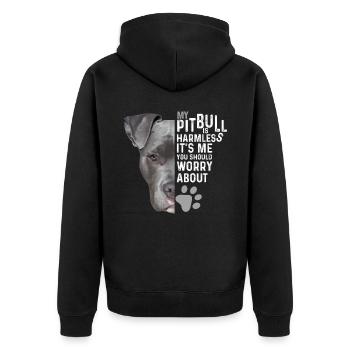 Pitbull - Unisex Premium Organic Zip Hoodie - black - Back - Nico (187cm)