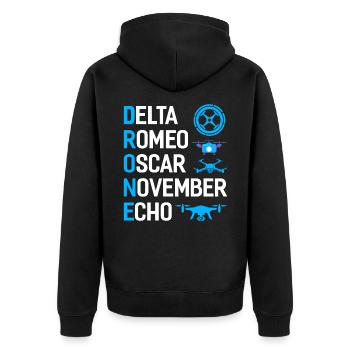 Dji Drohne Drohnenpilot Geschenk - Unisex Premium Bio Zip Hoodie - Schwarz - Hinten - Nico (187cm)