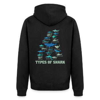 Shark - Unisex Premium Organic Zip Hoodie - black - Back - Nico (187cm)