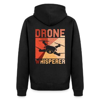 Drone - Unisex Premium Bio Zip Hoodie - Schwarz - Hinten - Nico (187cm)