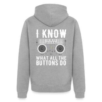 DISC JOCKEY - Unisex Premium Organic Zip Hoodie - heather grey - Back - Nico (187cm)
