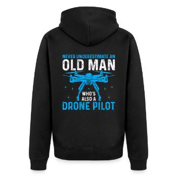 Drone - Unisex Premium Bio Zip Hoodie - Schwarz - Hinten - Nico (187cm)