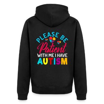 Autist Autismus Autisten Autistisch Geschenk - Unisex Premium Bio Zip Hoodie - Schwarz - Hinten - Nico (187cm)