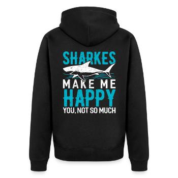 Shark - Unisex Premium Bio Zip Hoodie - Schwarz - Hinten - Nico (187cm)