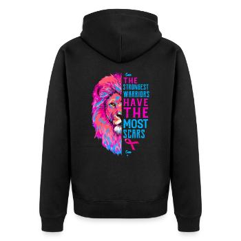 Krebs - Unisex Premium Bio Zip Hoodie - Schwarz - Hinten - Nico (187cm)