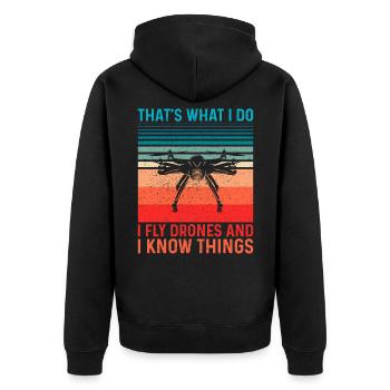 Drone - Unisex Premium Bio Zip Hoodie - Schwarz - Hinten - Nico (187cm)