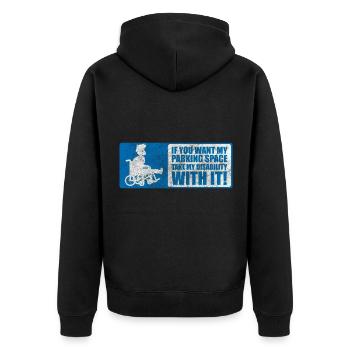 Behinderung Handicap - Unisex Premium Bio Zip Hoodie - Schwarz - Hinten - Nico (187cm)