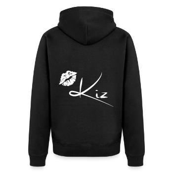 Kizomba Kuss Urban Musik Semba Angola - Unisex Premium Bio Zip Hoodie - Schwarz - Hinten - Nico (187cm)