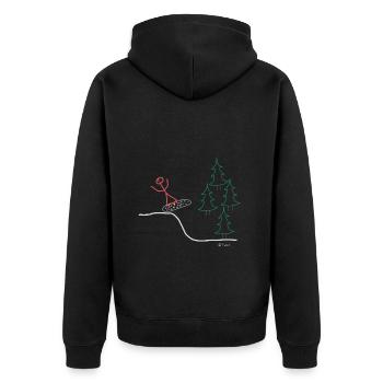 Snowboard stick man, woman in the Alps - Unisex Premium Organic Zip Hoodie - black - Back - Nico (187cm)