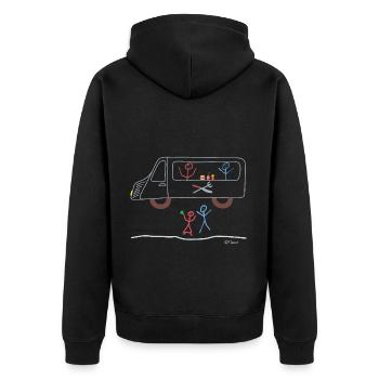 Foodtruck Strichmännchen, Koch, Essen Beruf Hobby - Unisex Premium Bio Zip Hoodie - Schwarz - Hinten - Nico (187cm)