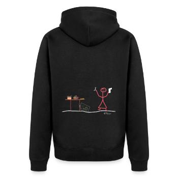 Craft stick figure, hobby leisure decoration - Unisex Premium Organic Zip Hoodie - black - Back - Nico (187cm)