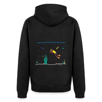 Equipment diving stick figure woman scuba diving - Unisex Premium Organic Zip Hoodie - black - Back - Nico (187cm)