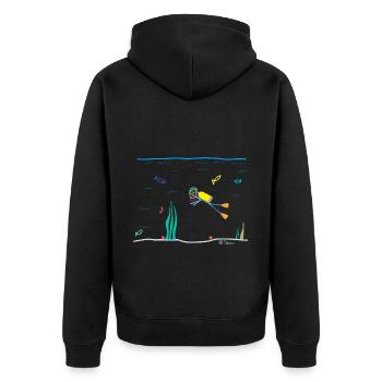 Diver stick figure, scuba oxygen - Unisex Premium Organic Zip Hoodie - black - Back - Nico (187cm)