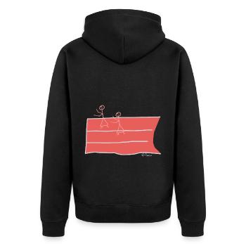 Sprinter Strichmännchen, Frau Lauf Sport Wettkampf - Unisex Premium Bio Zip Hoodie - Schwarz - Hinten - Nico (187cm)