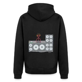 Dj Strichmännchen, Frau Discjockey Arbeit Musik - Unisex Premium Bio Zip Hoodie - Schwarz - Hinten - Nico (187cm)