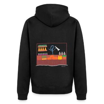Markt Strichmännchen, Handel Waren Flohmarkt Job - Unisex Premium Bio Zip Hoodie - Schwarz - Hinten - Nico (187cm)
