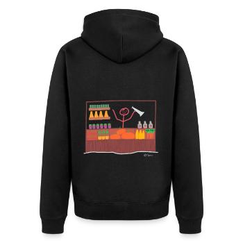 Markt Strichmännchen, Verkäufer Händler Beruf Frau - Unisex Premium Bio Zip Hoodie - Schwarz - Hinten - Nico (187cm)