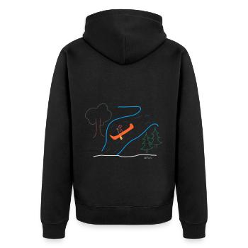 Whitewater stick figure, woman rafting canoeing sport - Unisex Premium Organic Zip Hoodie - black - Back - Nico (187cm)