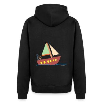 Sailing stick figure, sport water sea vacation - Unisex Premium Organic Zip Hoodie - black - Back - Nico (187cm)