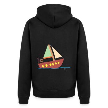 Sail stick figure, woman water sport vacation - Unisex Premium Organic Zip Hoodie - black - Back - Nico (187cm)