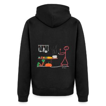 Koch Strichmännnchen, Frau Beruf Hobby Spitzenkoch - Unisex Premium Bio Zip Hoodie - Schwarz - Hinten - Nico (187cm)