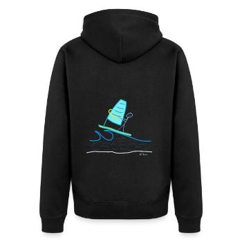 Strichmännchen Windsurfen, Sport Hobby Freizeit - Unisex Premium Bio Zip Hoodie - Schwarz - Hinten - Nico (187cm)