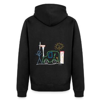 Véhicule électrique Traits-barres Mobilité Électricité Énergie - Veste à capuche bio Premium Unisexe - noir - Dos - Nico (187cm)