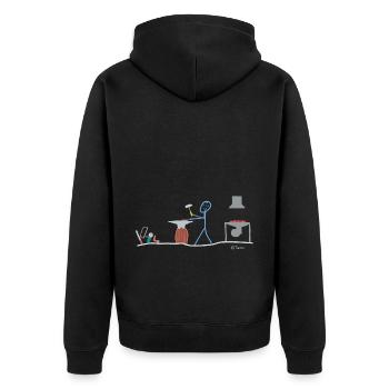Schmied Strichmännchen, Metall Handwerk Arbeit Job - Unisex Premium Bio Zip Hoodie - Schwarz - Hinten - Nico (187cm)
