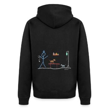 Tierarzt Strichmännchen, Veterinärmedizin Arbeit - Unisex Premium Bio Zip Hoodie - Schwarz - Hinten - Nico (187cm)