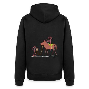 Riding instructor stick figure, Mrs. Horse Sport - Unisex Premium Organic Zip Hoodie - black - Back - Nico (187cm)