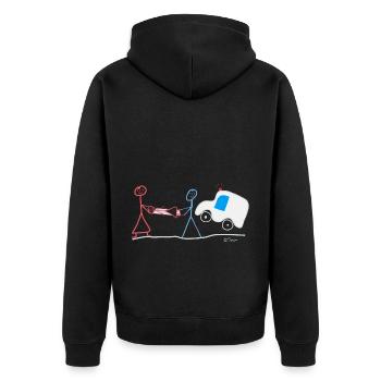 Rettung Strichmännchen Notfall Notarzt Einsatz - Unisex Premium Bio Zip Hoodie - Schwarz - Hinten - Nico (187cm)