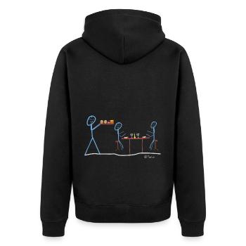 Kellner Strichmännchen, Gastronomie Beruf Ober Job - Unisex Premium Bio Zip Hoodie - Schwarz - Hinten - Nico (187cm)