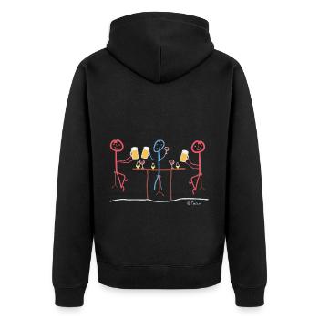 Miteinander Diskutieren Strichmännchen, reden - Unisex Premium Bio Zip Hoodie - Schwarz - Hinten - Nico (187cm)