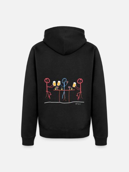 Miteinander Diskutieren Strichmännchen, reden - Unisex Premium Bio Zip Hoodie - Schwarz