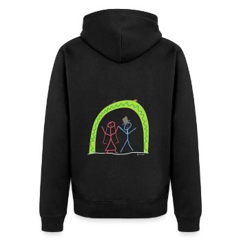 Heiraten Ehe Paar Strichmännchen Hochzeit Mann - Unisex Premium Bio Zip Hoodie - Schwarz - Hinten - Nico (187cm)