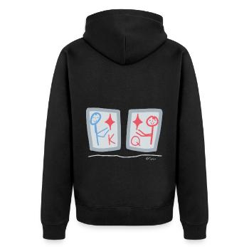 Poker Strichmännchen König Königin Spielkarte ehe - Unisex Premium Bio Zip Hoodie - Schwarz - Hinten - Nico (187cm)
