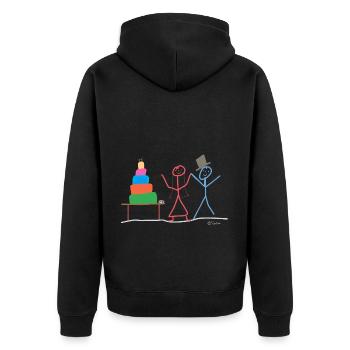 Strichmännchen Ehe Kuchen Ringe Strichfrau Heirat - Unisex Premium Bio Zip Hoodie - Schwarz - Hinten - Nico (187cm)