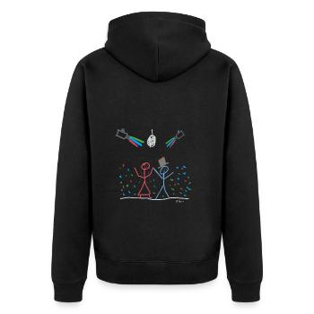 Strichmännchen Party Feier Fest Hochzeit Ehe - Unisex Premium Bio Zip Hoodie - Schwarz - Hinten - Nico (187cm)