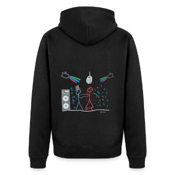 Heiraten Disco Strichmännnchen, Tanz Party Braut - Unisex Premium Bio Zip Hoodie - Schwarz - Hinten - Nico (187cm)