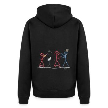 Strichmännnchen Geige Musik Ehepaar tanzen spiel - Unisex Premium Bio Zip Hoodie - Schwarz - Hinten - Nico (187cm)