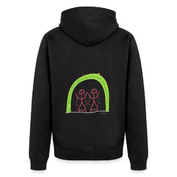 Homo Ehe Strichmännchen Gleichgeschlechtlich leben - Unisex Premium Bio Zip Hoodie - Schwarz - Hinten - Nico (187cm)