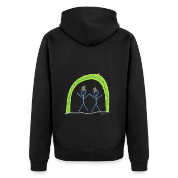 Homo Ehe Strichmännchen Gleichgeschlechtlich frei - Unisex Premium Bio Zip Hoodie - Schwarz - Hinten - Nico (187cm)